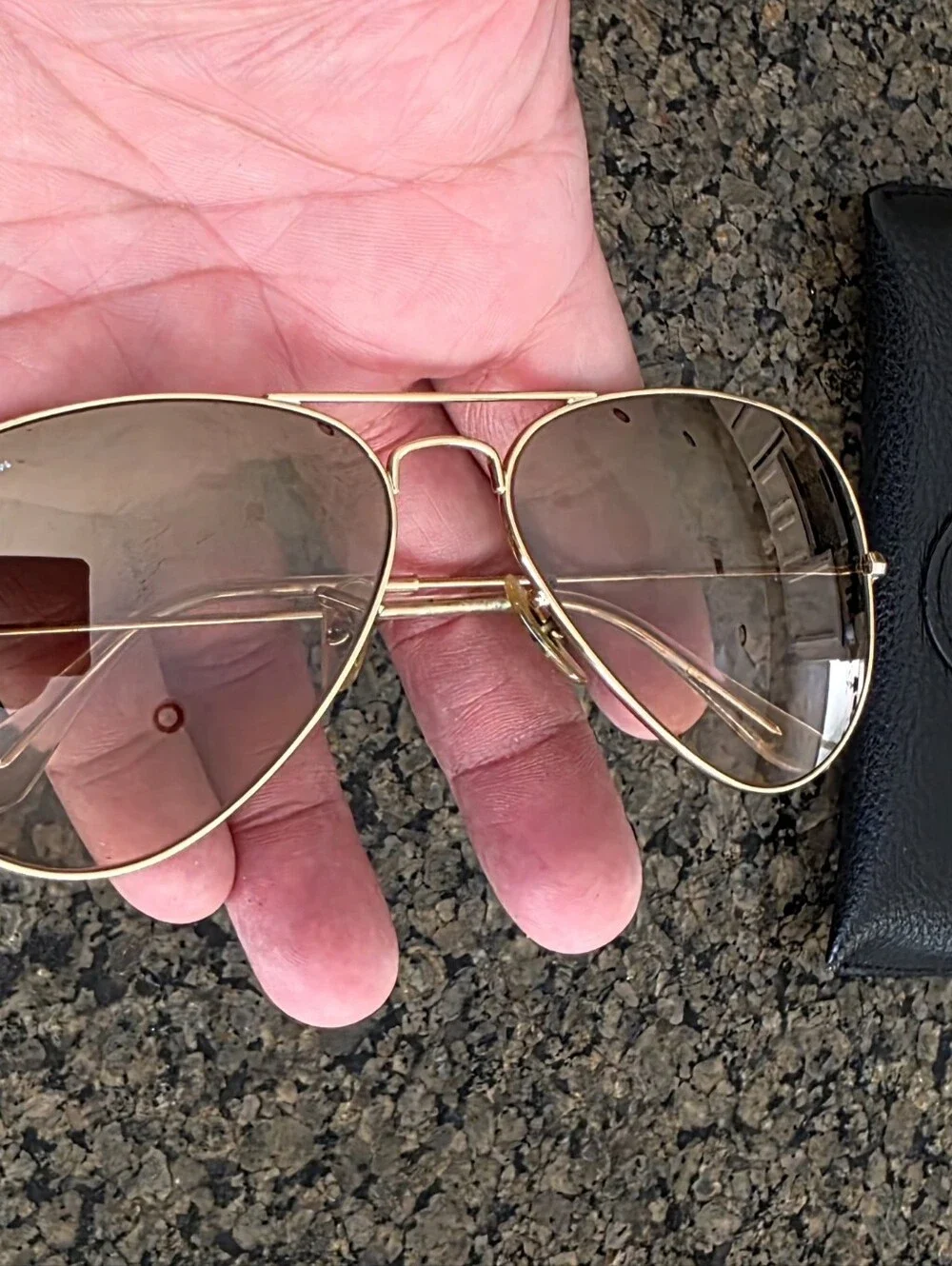 Ray-Ban Aviator Large RB3025 Gold Light Brown Gradient Lenses Unisex Sunglasses